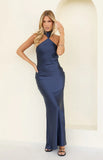 Ember Navy Satin Maxi Dress