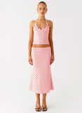 Bahama Low Rise Midi Skirt Strawberry Dot