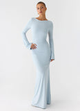 Midnight Song Long Sleeve Maxi Dress Misty Blue