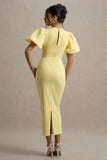 Dakota Lemon Puff Sleeve Midi Dress