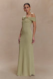Ashford Asymmetrical Slinky Maxi Dress Sage