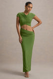 Pia Green Short Sleeve Maxi Dress With Cut Out