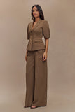 Faith Suiting Wide Leg Pant Cacao Brown