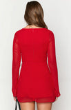 Lucy Red Long Sleeve Mini Dress