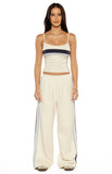 Leya White Contrast Stripe Pants