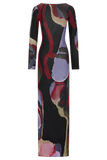 Soraya Long Sleeve Mesh Maxi Dress Multi Fluid Reverie Print
