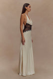 Dinah Lace And Satin Maxi Dress Black Ivory