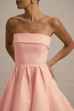 Bruna Light Pink Bandeau Skater Mini Dress