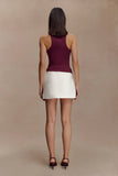 Lola Ribbed Sleeveless Top With Hardware Burgundy