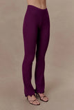Diya Ribbed High Waisted Pants With Wire Hem Plum