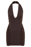Anari Gathered Scuba Mini Dress Dark Chocolate