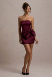 Tanisha Port Satin Bandeau Mini Dress With Bow