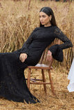 For Life Black Lace Long Sleeve Midi Dress