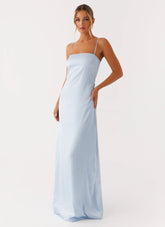 Aster Bloom Maxi Dress Blue