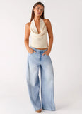 Timeless Wide Leg Jeans Bleached Blue
