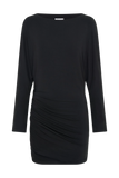 Thao Long Sleeve Gathered Mini Dress Dark Charcoal