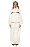 Kalana Cream Contrast Stripe Funnel Neck Jacket