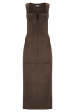 Liam Faux Suede Maxi Dress Dark Chocolate