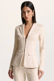 Unbeaten Cream Plunge Corset Waist Blazer