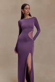Megan Slinky And Mesh Maxi Dress Purple