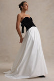 Lucienne Black Cream Sweetheart Corset Split Maxi Dress