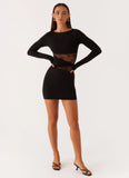Echo Long Sleeve Mini Dress Black