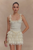 Margaret Lace Ruffle Mini Skort Cream