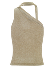 Leone One Shoulder Metallic Knit Top Gold
