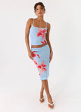 Tamia Midi Skirt Blue Petal
