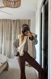 So Breezy Chocolate Stripe Long Sleeve Top