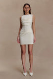 Henley Slinky Drape Mini Dress Ivory