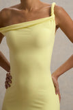 Salome Lemon Twisted Asymmetric Midi Dress
