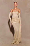 Ingrid Metallic Knit Maxi Dress Bronze