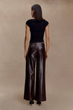 Henry Croc Faux Leather Straight Leg Pants Dark Chocolate