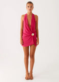 Eleanora Plunge Mini Dress Pink