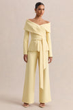 Empress Lemon Bardot Neck Tailored Top