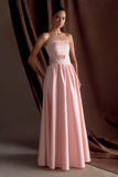 Florence Strapless Belted Maxi Dress Baby Pink