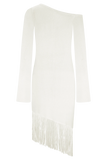 Kayden Fringe Off Shoulder Knit Mini Dress Ivory
