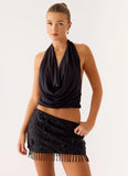 Overload Beaded Mini Skirt Black
