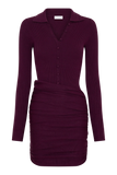 Agness Long Sleeve Button Up Knit Dress Plum
