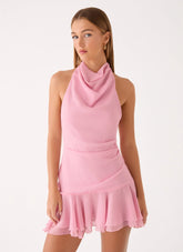 Kellsa Cowl Neck Mini Dress Pink