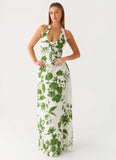 Ember Valley Cotton Maxi Dress Verdant Bloom