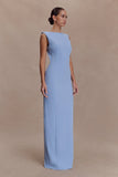 Galilea Crepe Draped Maxi Dress Cornflower Blue