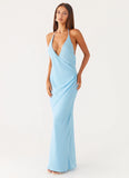Just A Kiss Cowl Maxi Dress Turquoise
