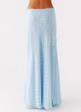 Mena Chiffon Spot Maxi Skirt Blue
