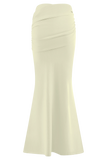 Irene Gathered Knit Maxi Skirt Ivory