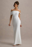 Alonza White Twisted Bardot Maxi Dress
