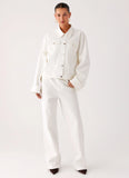 Back Again Oversized Denim Jacket White