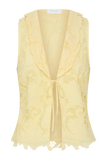 Tessa Broderie Tie Front Sleeveless Top Lemon