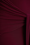 Pietra Berry High Neck Long Sleeve Knot Maxi Dress